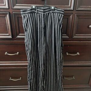 Black and white striped pants